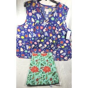 2 Pack MoonDance Full Snap Front Cobbler Aprons w/ Pockets - Christmas - 2X